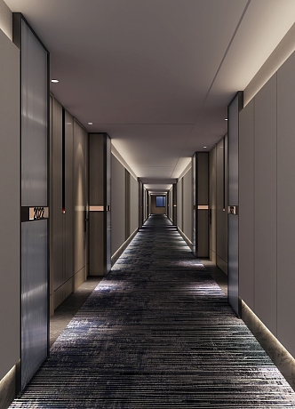 Modern Away Hotel Rooms Corridor 3d model