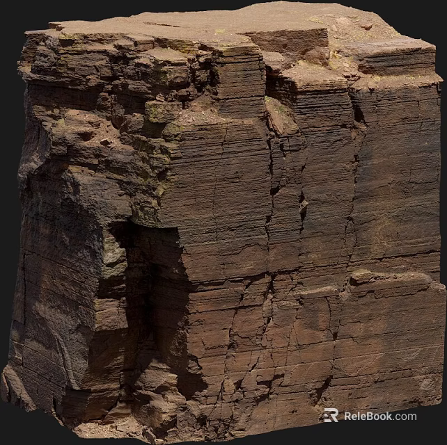 Natural Dark Brown Stone Building Components With Layered Cracks And Textures 3d model 
