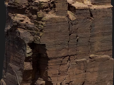 Natural Dark Brown Stone Building Components With Layered Cracks And Textures 3d model