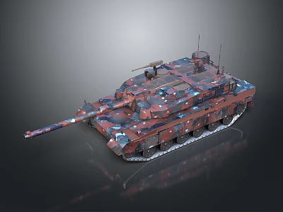 Modern Military Tank Design With Digital Camouflage And Turret Features On Dark Surface 3d model