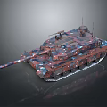 Modern Military Tank Design With Digital Camouflage And Turret Features On Dark Surface