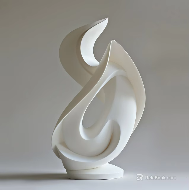 Abstract Modern White Sculpture With Flowing Curves And Dynamic Spiral Shape 3d model 