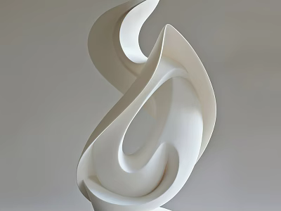 Abstract Modern White Sculpture With Flowing Curves And Dynamic Spiral Shape 3d model