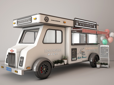 Modern fast food truck 3d model