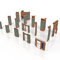 Various Architectural Decorative Elements With Wooden Frames Green Panels And Classic Designs