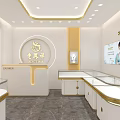 Luxury Jewelry Store Interior With Elegant Display Counters And Gold Decor Elements 3d model
