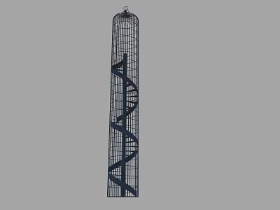 Black Spiral Metal Structure with Grid Design and Tall Tower Winding Pathway 3d model