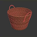 Round Brown Handwoven Storage Basket With Dual Handles And Woven Texture