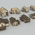 Traditional Detached Houses With Wooden Structure And Various Architectural Designs