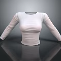 Basic Fitted White Long Sleeve Top Display on Black Background With 3D Rendered View