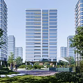 Modern High Rise Residential Building With Lush Greenery And Outdoor Recreational Space