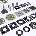 Various Decorative Tree Grates With Different Shapes And Patterns For Urban Landscaping 3d model