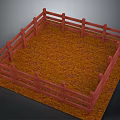 Square Area Enclosed by Red Wooden Fence With Brown Ground Surface
