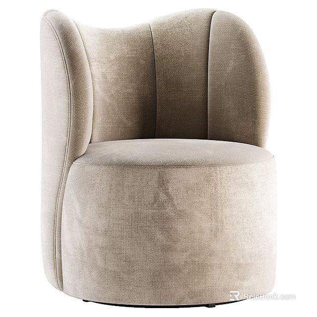 Soft Beige Fabric Accent Chair With Modern Curved Backrest And Comfortable Seat 3d model 