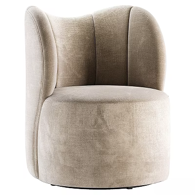 Soft Beige Fabric Accent Chair With Modern Curved Backrest And Comfortable Seat 3d model