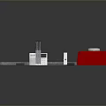 Essential Household Supplies Including Red Storage Box White Electronic Device And Metal Tools