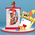 April Fools Day Themed Display With Jester Figure Playing Card Balloons And Gift Boxes
