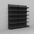 Convenience Store Interior With Black Perforated And Mesh Multiple Tier Shelves 3d model