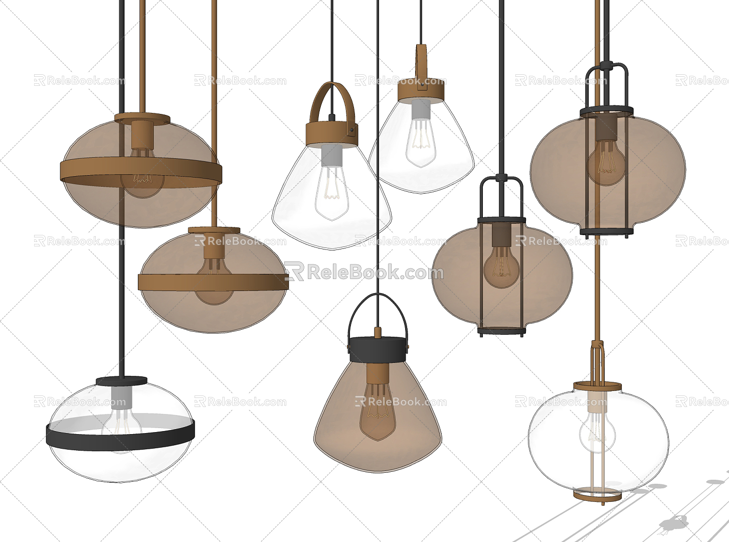 Modern chandelier glass small chandelier combination 3d model