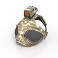 Camouflage Tactical Headgear With Protective Goggle Lens And Top Mounted Device