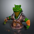 Anthropomorphic Crocodile Warrior Character With Metallic Armor And Green Skin