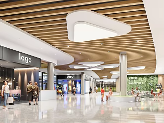 Modern shopping mall aisle 3d model