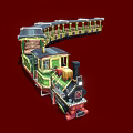 Decorative Vintage Style Train With Green Red Black Color And Illuminated Carriages Lights