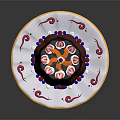 Delicious Chocolate Cake Decorated With Fresh Strawberries And Berries On White Plate With Red Patterns