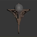 Vintage Copper Wall Lamp With Glass Globe Shade And Retro Design