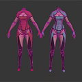 Two Characters In Different Colored Fitted Outfits With Arm And Leg Patterns