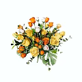 Beautiful Mixed Flower Bouquet With Yellow Orange White Roses And Green Leaves