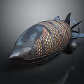 Fish Shaped Decorative Sculpture With Scaled Texture And Metallic Finish