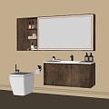 Vintage Bathroom Cabinet Washing Table Bathroom Cabinet Mirror Cabinet Toilet 3d model