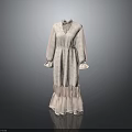 Elegant Long Sleeve High Neck Lace Dress With Pink Sleeves And Ruffled Hem