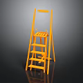 Orange Step Ladder With Handrail And Multiple Steps For Home Use