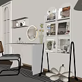 Cream style dressing table dressing table multi-function room 3d model