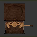 Wooden Music Box Decorative Ornament Set With Open Lid And Gold Leaf Carvings Crank Handle