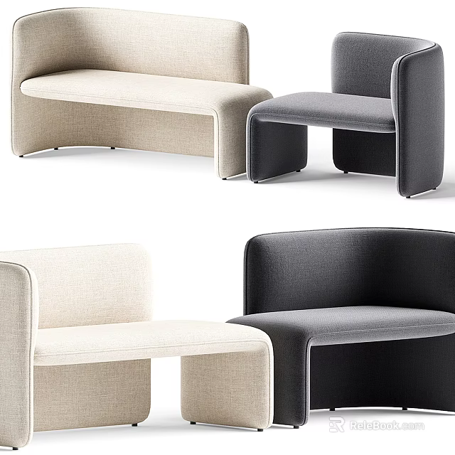 Modern Chaise Lounges With Sleek Design And Neutral Tones 3d model 