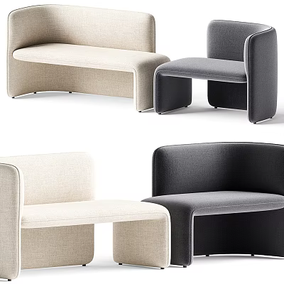 Modern Chaise Lounges With Sleek Design And Neutral Tones 3d model