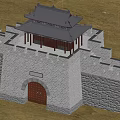 Ancient Chinese Architecture Gate With Stone Walls Red Wooden Door And Traditional Roof