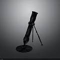 Sturdy Black Military Weapon with Tripod Stand and Cylindrical Body Design
