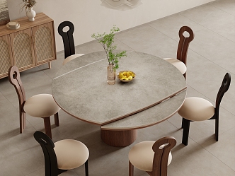 -Ji Feng Dining Table and Chair Combination Dining Table and Chair 3d model