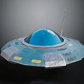 Futuristic UFO Model With Blue Dome Disc Shaped Structure And Silver Panels 3d model