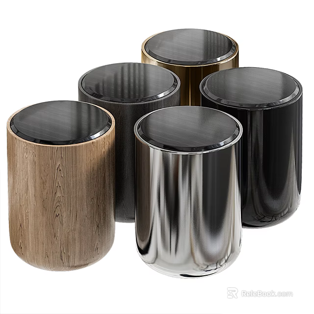 Modern Cylindrical Side Tables With Various Materials And Colors For Home Decor 3d model 
