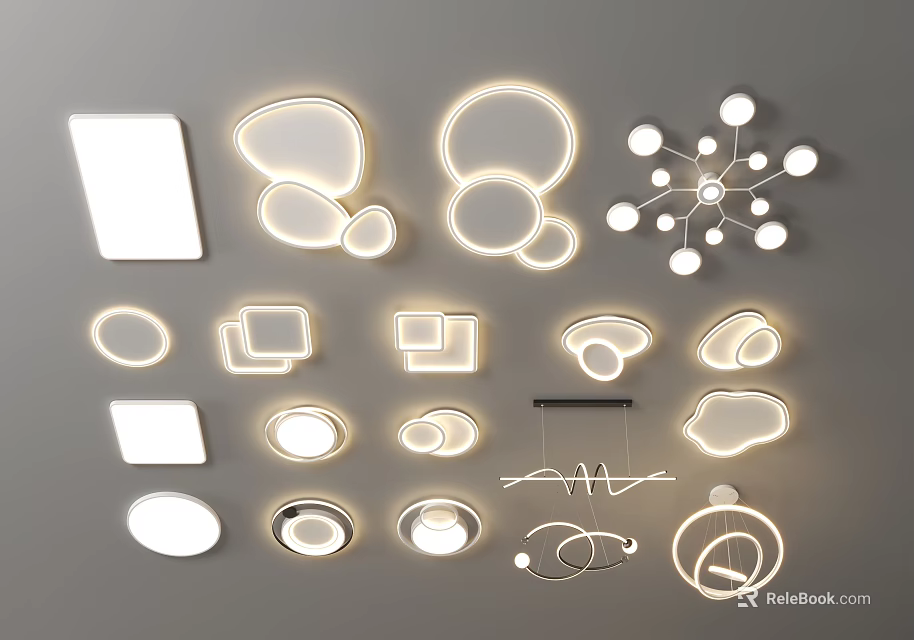 Modern Minimalist Lighting Combinations With Various Shapes And LED Glow For Home Decor 3d model 