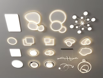 Hall Main Lamp Simple Cream Fengyun Ceiling Lamp Restaurant Bedroom Lamps Combination Whole House Package 3d model