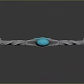 Medieval Silver Blade Sword With Black Hilt Blue Gemstone And Crossguard Design