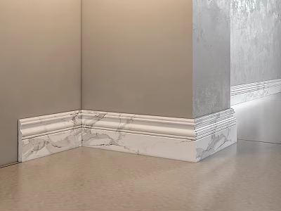 Elegant Marble Baseboard Lines In Interior Corner With Smooth Texture And Molding 3d model