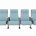 Light Blue Modern Public Chairs With Striped Backrests Upholstered Seats And Metal Legs