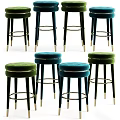 Modern Velvet Stools In Multiple Colors With Metal Legs And Gold Accents